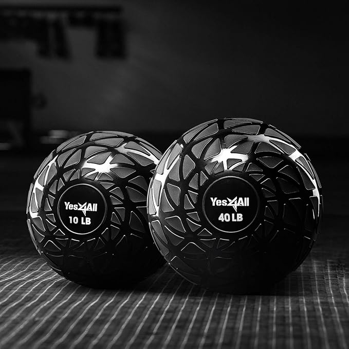 Yes4All Slam Balls, 10-40lb Weighted Ball Weight, Durable PVC Sand Filled Workout Dynamic Slam Ball for Core Strengthen