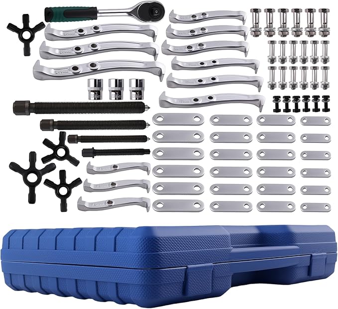 maXpeedingrods 3" 4" 6" 8" Gear Puller Set, 2 Jaw & 3 Jaw Bearing Puller Kit with Ratchet Wrench, 72pcs Reversible Jaw Gear Pulling Tool for Internal External Bearing Gear Pulley Flywheel Removal
