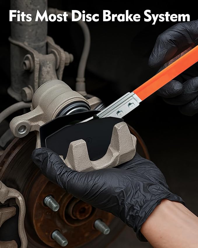 Upgraded Brake Caliper Compression Tool 4 in 1 Universal Caliper Piston Compressor Tool with 4 Brake Caliper Hangers Brake Pad Spreader Tool with 360°Swing Ratchets for Car Brake Repair