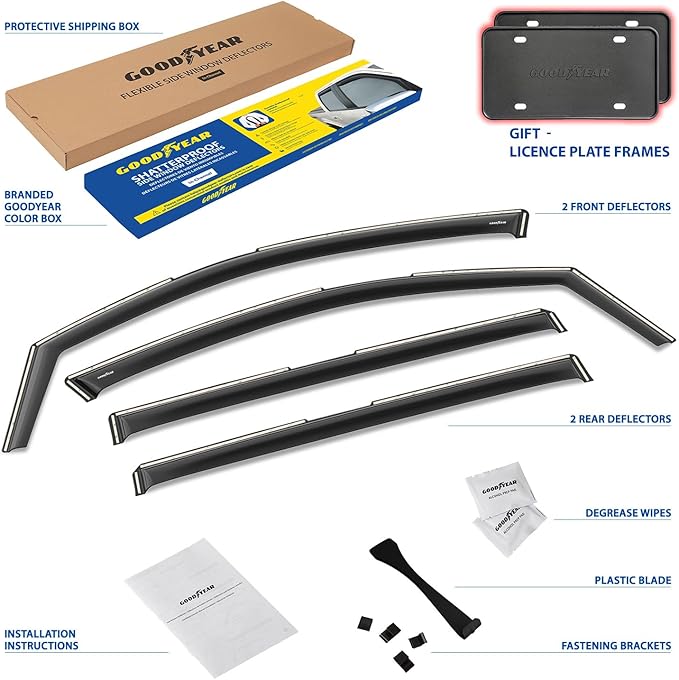 Goodyear Shatterproof in-Channel Window Deflectors for Subaru Ascent 2019-2026, Rain Guards, Window Visors for Cars, Vent Deflector, Car Accessories, 4 pcs - GY007940