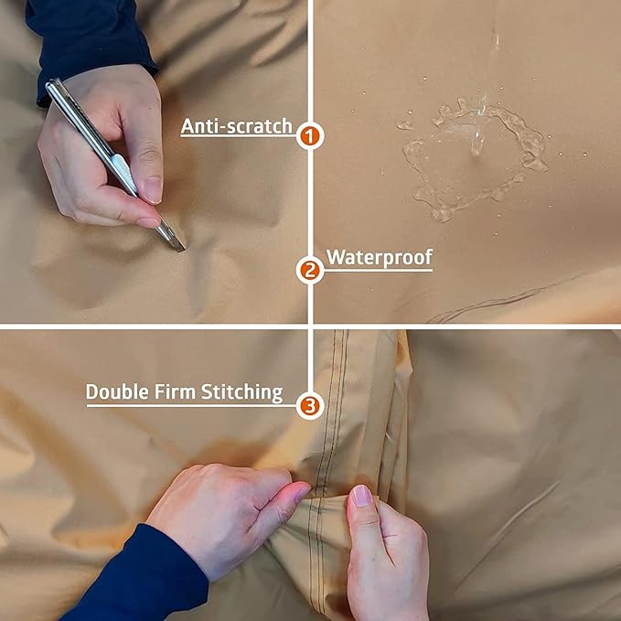 27-30ft Travel Trailer Camper RV Cover Package Premium Heavy-Duty Waterproof Anti-UV Breathable Fabric Including Jack Cover 4 Tire Covers and 2 Secure Straps