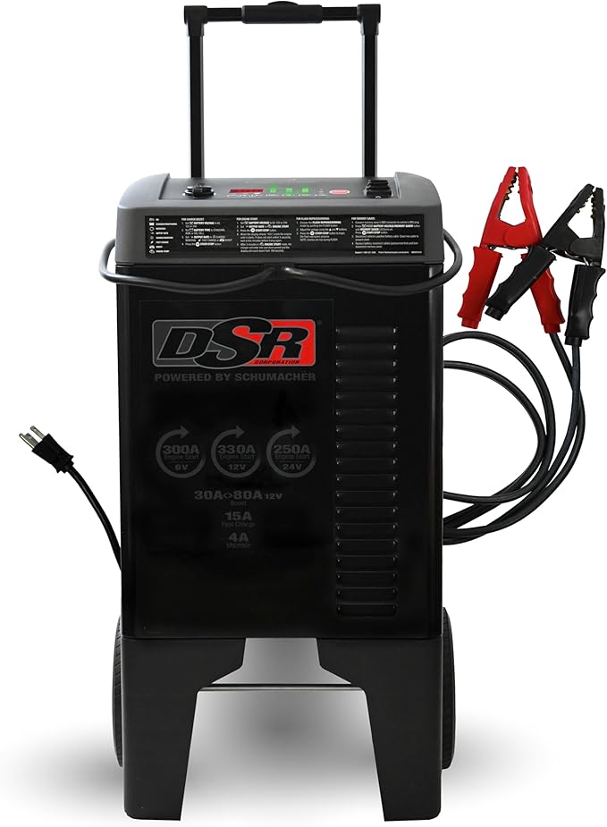Schumacher Electric DSR ProSeries 6V / 12V / 24V Automatic Battery Charger & Engine Starter - 330A Heavy Duty Engine Starter - Truck, SUV & Boat Compatible - Fully Automatic - DSR124