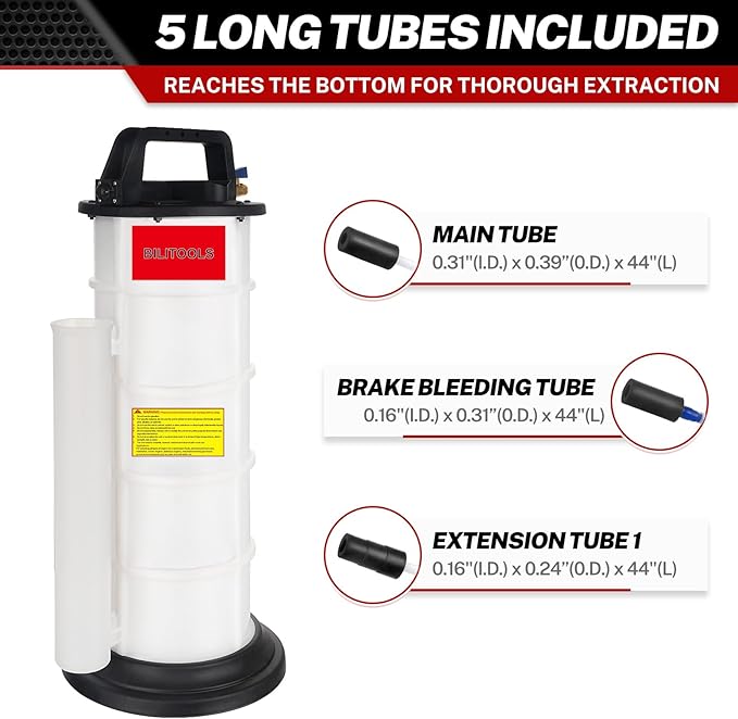 BILITOOLS 9L Vacuum Oil Pump Extractor Air Operated Automotive Oil Change Tool Large Capacity 2.4 Gallon Pneumatic Engine Dipstick Fluid Extractor for Boat Marine Jetski ect.