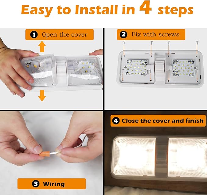 RV Led Lights Interior 12v Volt Fixtures,RV LED Lamp Ceiling,Led 12v with Switch,Switch Interior Lighting for Car/RV/Trailer/Camper (Natural White,4500K,1 Pack)