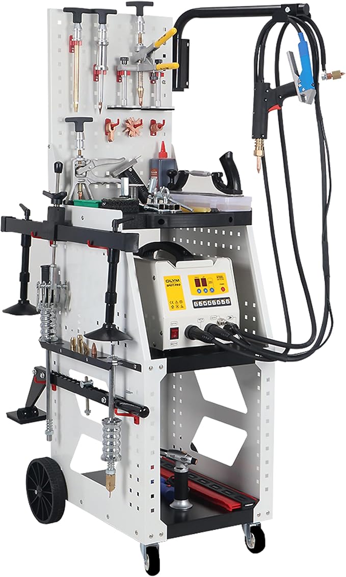 TECHTONGDA Spot Weld Dent Puller Repair Removal Kit for Steel Auto Body Dent Puller for Cars Sheet Metal Repair with Shelf 220V