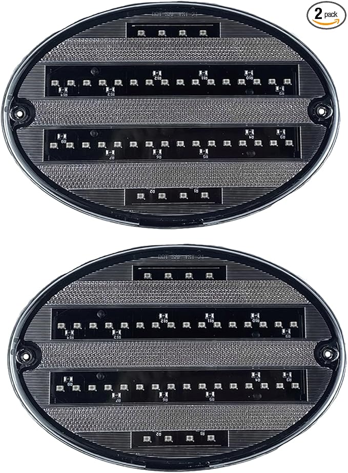 Oval LED Tail Lights White LED Backup Reverse Lights for Camper Trailer RV Airstream 8.5" Length 40LEDs Surface Mount Clear Lens, Pack of 2