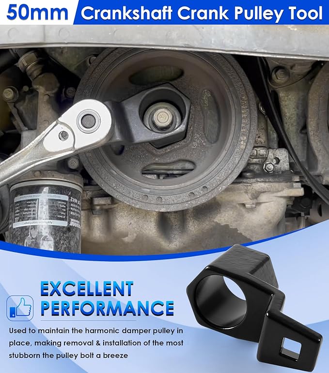 Yoursme 50mm Crankshaft Crank Pulley Wrench Holder Tool Removal Holding Spanner for Honda and Acura Engines