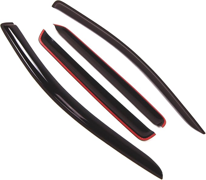 Tuningpros WD2-121 Dark Smoke 4 Pcs Set Window Visor (Outside Mount) Deflector Rain Guard Compatible with 2008-2016 Dodge Journey