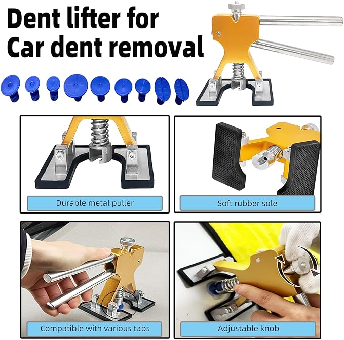 176pcs Paintless Car Dent Removal Kit,Bodywork Hail Damage Repair,Auto Body Dent Removal Tools,Dent Pulling Slide Puller, Dings Remover Tools Kit(176pcs M10 Slide Puller)