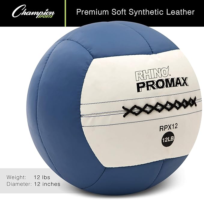 Champion Sports RPX16 Rhino Promax Slam Balls, 16 lb, Soft Shell with Non-Slip Grip, Medicine Wall Exercise Ball for Weightlifting, Plyometrics, Cross Training, & Home Gym Fitness