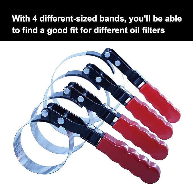4PCS Oil Filter Wrench Set Truck Swivel Gripper, 180-Degree Swivel for Improved Access, Automatically Tightens on Filter
