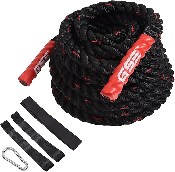 GSE Games & Sports Expert Gym Battle Rope, Heavy-Duty Workout Ropes for Indoor & Outdoor Workout, Exercise Rope for Strength Training - 30,40,50 Feet Lengths Available
