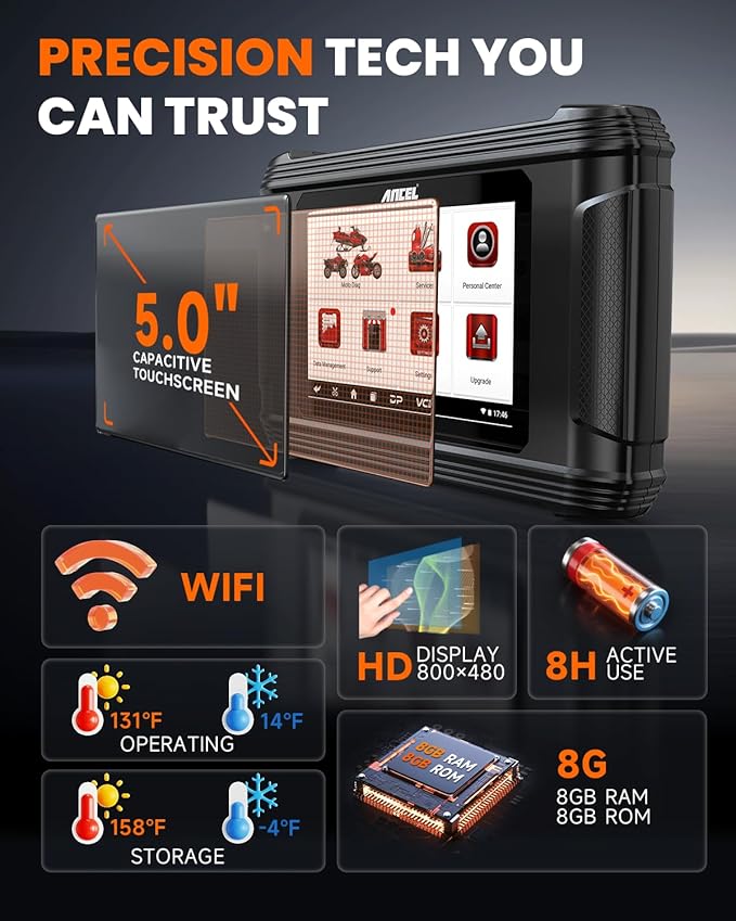 ANCEL MT500 PRO Motorcycle Scanner, Full-System OBD2 Diagnostic Tool with Quick Service Resets & Advanced Programming, Fits for Harley, Honda, Yamaha, Indian, Kawasaki, Suzuki, Polaris, BRP, Victory