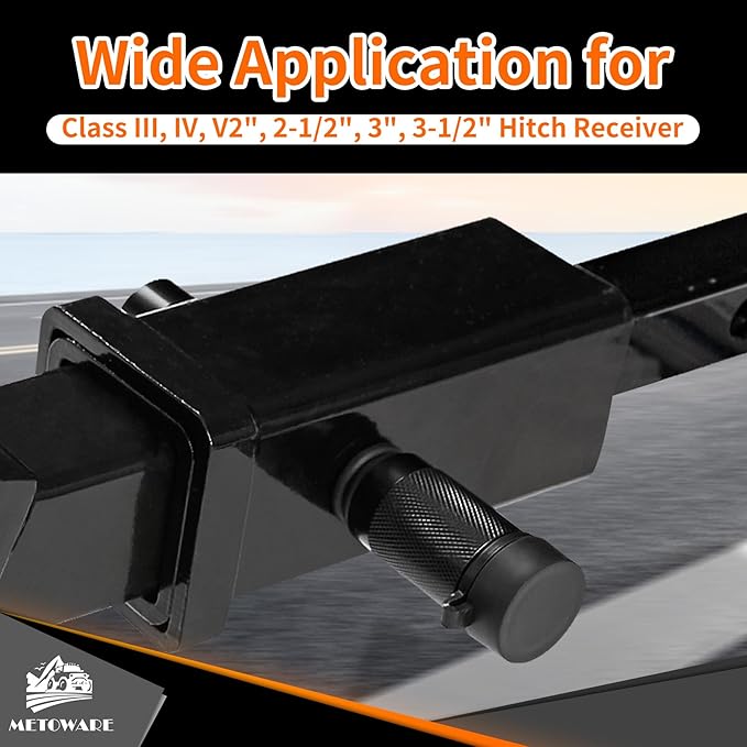 METOWARE Trailer Hitch Lock Hitch Receiver Pin Lock Fits Class III IV V and 2”- 3-1/2" Receiver with 5/8" Dia 4” Lock Pin and 8 Anti-Rattle Rubber O-Rings Receiver Hitch Lock (1 Pack)