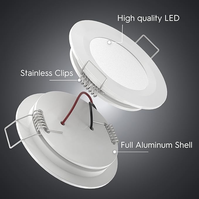acegoo RV Recessed Ceiling Light 2-3/4” Full Aluminum 12V Dimmable LED Puck Light for Campervan Truck Caravan Boat Roof Under Cabinet Lighting, Flush Mount Cutout 2-1/4" (White,Warm White) 4 Pack