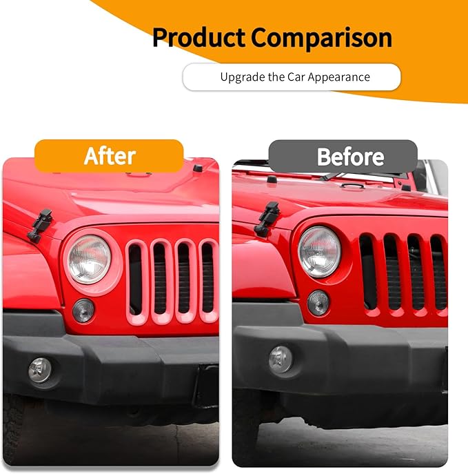 Hoolcar Front Grille Insert Cover & Headlight Bezel Cover Trim Fit for Jeep Wrangler JK JKU 2007-2017, Exterior Accessories, Pink