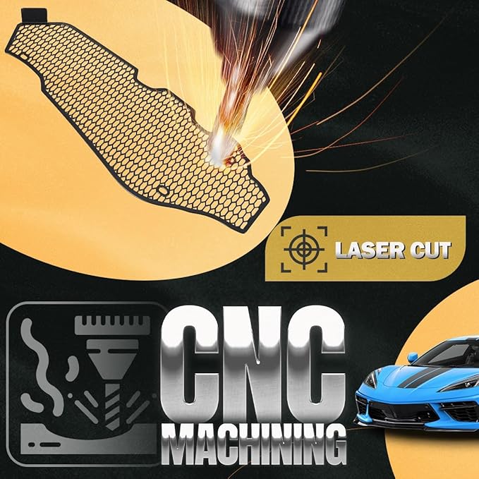 2PCS Upgrade Side Intake Mesh Grilles Insert,OEM Style Aluminum Driver and Right Passenger Side Radiator Air Intake Vent Guards Mesh Set Accessories for Corvette C8 Stingray Z51 2020+