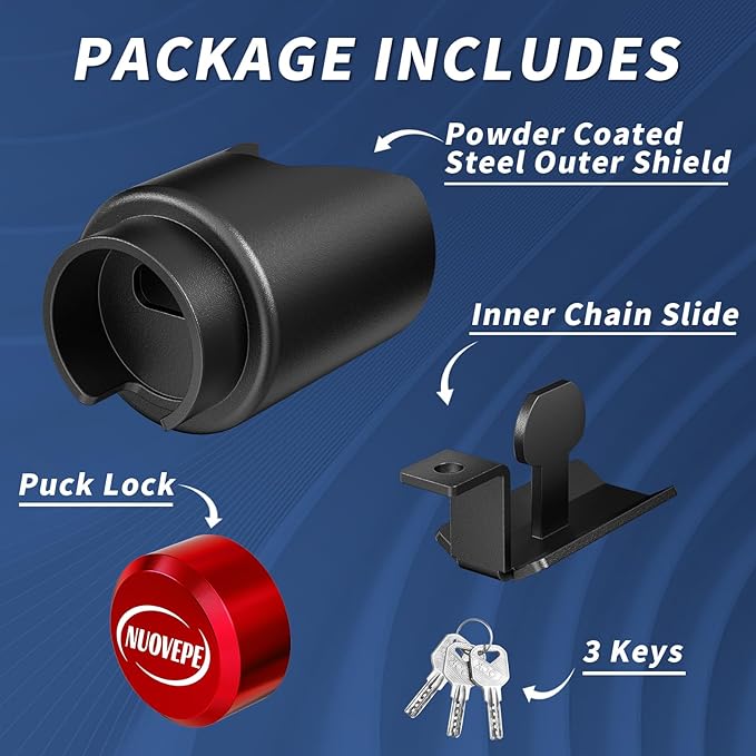 Trailer Lock Fits 2 Inch Couplers, Secures Safety Chains Anti-Theft Ball Hitch Lock, Heavy-Duty Trailer Hitch Locks for RV | Boat | ATV | Utility Trailer (Red)