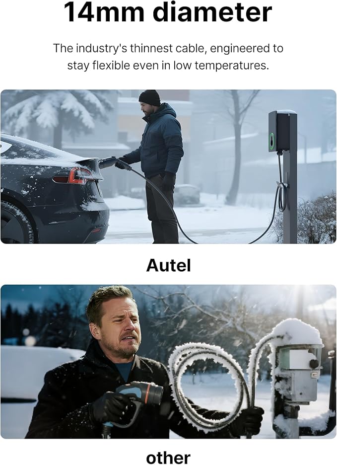 Autel Level 2 EV Charger up to 50Amp, Hardwired,240V, Indoor/Outdoor Fast Electric Vehicle Charging Station with Flexible 25-Foot Cable, Dark Gray-GEN 2