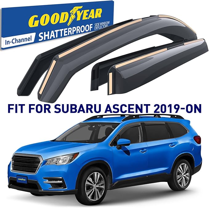 Goodyear Shatterproof in-Channel Window Deflectors for Subaru Ascent 2019-2026, Rain Guards, Window Visors for Cars, Vent Deflector, Car Accessories, 4 pcs - GY007940