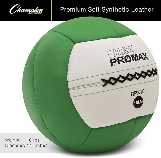 Champion Sports RPX16 Rhino Promax Slam Balls, 16 lb, Soft Shell with Non-Slip Grip, Medicine Wall Exercise Ball for Weightlifting, Plyometrics, Cross Training, & Home Gym Fitness
