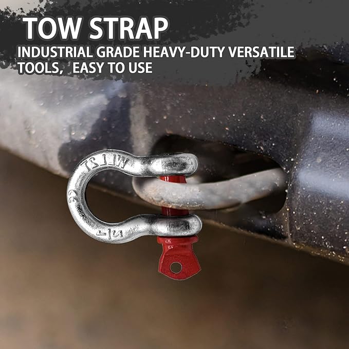 Heavy Duty Tow Straps Recovery Kit, 2" x 26ft Recovery Strap with 12000 lbs Break Strength, Heavy Duty Tow Rope D-Ring Shackles for Towing Vehicles, Boats(Yellow)