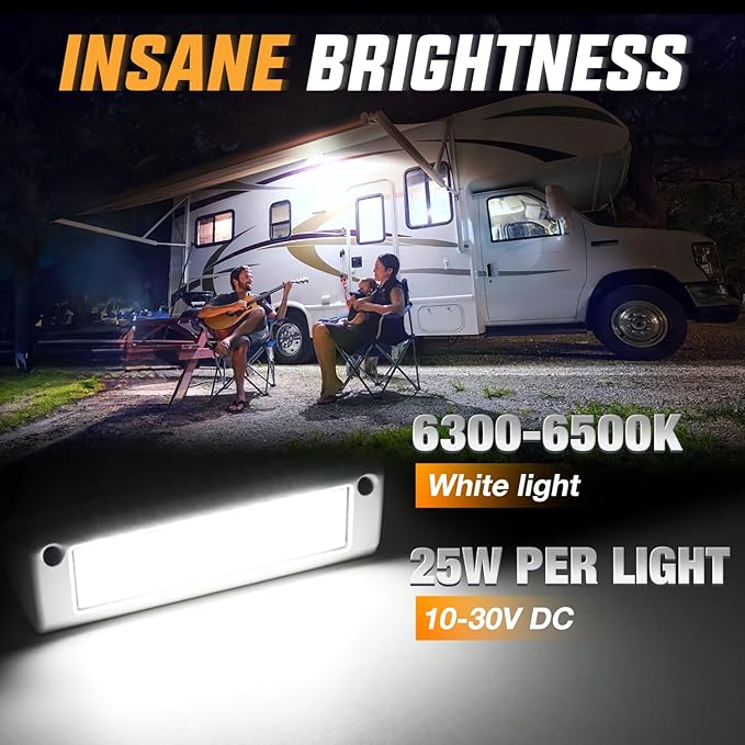 Nilight RV Exterior Light 2PCS 9 Inch Porch Lights Flood Beam 12V 24V LED Scene Cargo Lighting White Aluminum Housing for RVs Trailers Travel Campers 5th Wheels Motorhome SUV Truck