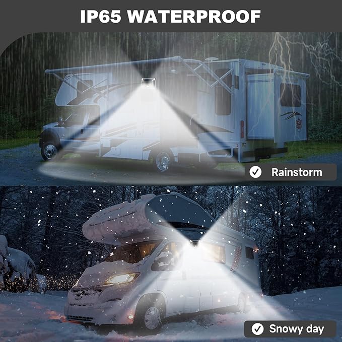 Magnetic RV Solar Lights with Motion Sensor, Waterproof RV Exterior Lights for Camper, Trailer, 5th Wheel & Truck Porch, Outdoor Solar Lighting with Strong Magnets (2 Pack, Black)