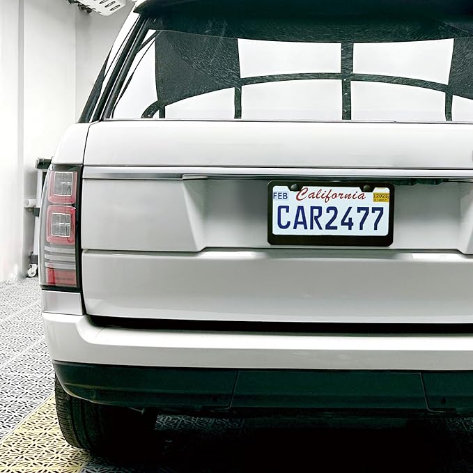 2PCS Matte Black License Plate Frames, 2 Holes Solid Rust-Proof Stainless Steel License Plate Holder, Lengnoyp Universal Car License Plate Cover for Women and Man with Screws Accessories