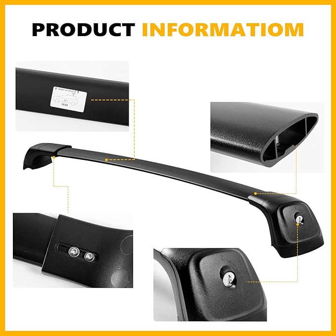 Tuyoung 260lbs Roof Rack Cross Bars Fit for Jeep Grand Cherokee 2011-2021 with Grooved Side Rails, All-Aluminum Lockable Anti-Theft Crossbars Rooftop Cargo Kayak Bike Luggage Racks Carrier Accessories