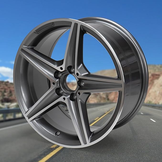 New 18" x 8.5" Aluminum Alloy Replacement for OE Wheel Rim Compatible with E-Class 2014–2017 E250 / E300 / E350 –Fits for Front and Rear Wheel, Machined Gray, 2 Sets