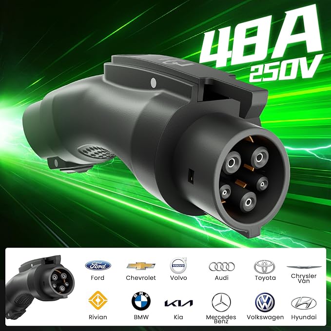 Tesla to J1772 Adapter,48A 250V NACS to J1772 Converter, Compatible with Tesla High Powered Connectors, Destination Chargers & Mobile Connectors for J1772 Electric Vehicles