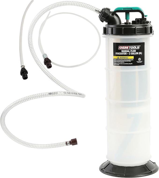 OEMTOOLS 24936 Manual Fluid Extractor Pump, 2 Gallon (8L) Oil Extractor Pump Capacity, Use for Oil, Coolant, and Transmission Fluid, 2 Dipstick Adapters, 5ft Hose