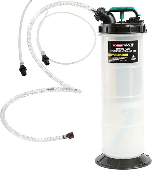 OEMTOOLS 24936 Manual Fluid Extractor Pump, 2 Gallon (8L) Oil Extractor Pump Capacity, Use for Oil, Coolant, and Transmission Fluid, 2 Dipstick Adapters, 5ft Hose
