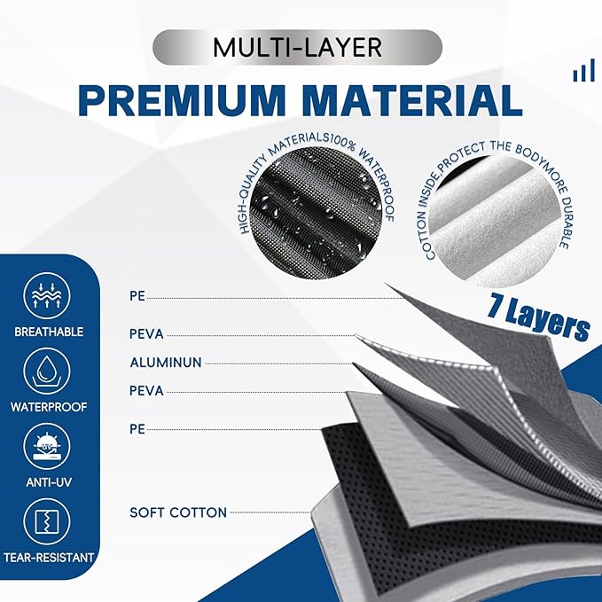 Truck Cover Waterproof Custom Fit Ford Ranger (1998-2025), 7 Layers Heavyweight Pickup Car Cover Outdoor Indoor Sun UV Rain Snow Wind Protection.