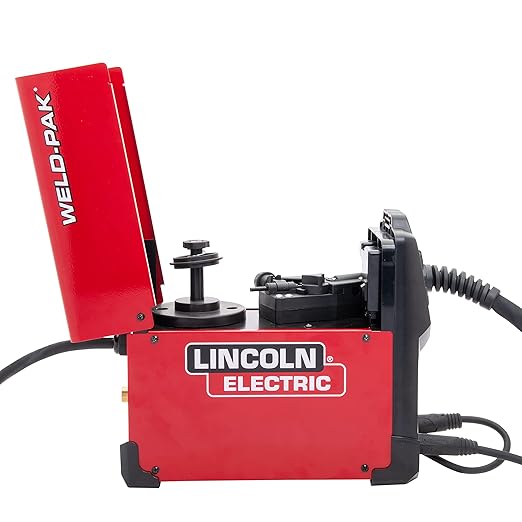 Lincoln Electric 90i MIG and Flux Core Wire Feed Weld-PAK Welder, 120V Welding Machine, Portable w/Shoulder Strap, Protective Metal Case, Best for Small Jobs, K5256-1