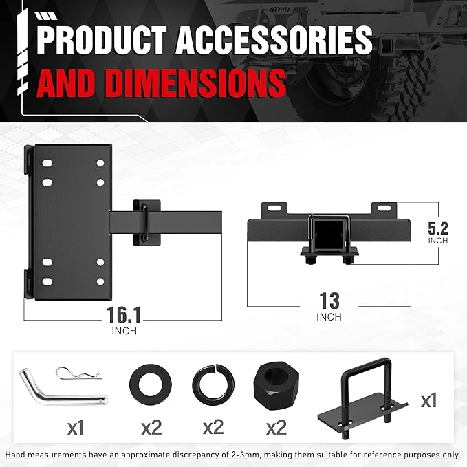 Tow Hitch 2 Inch, Trailer Hitch Winch Mount with 2" Receiver, Universal Heavy-Duty Winch Plate Bracket for Truck/Pickup/ATV/UTV/SUV, 17000 lbs Towing Capacity, Mounting Cradle, Black