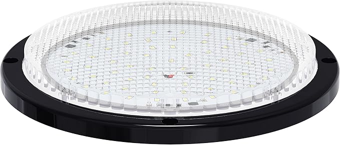 RV Trailer Camper 1000 Lumen 5th Wheel Black 8.5" Round Scare Porch 12V LED Light (LED Light 1000 Lumen Black)