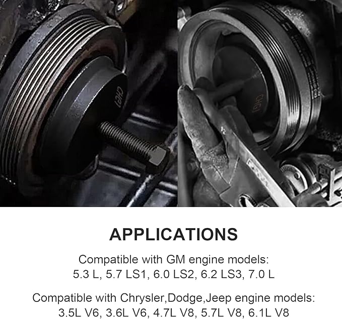 LS Harmonic Balancer Puller & Crank Puller,CNC Precision Machined from Solid Steel Billet,Compatible with GM Chrysler Jeep Dodge, 25264 Crank Pulley Removal Tool ﻿