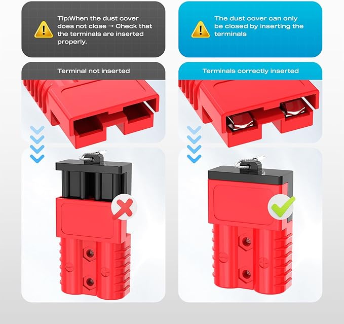 Anderson Connector, 175AMP 1/0AWG Battery Quick Connect w/Hard Cover 12V-36V Anderson Plug Winch Wiring Kit for Cable RV Truck Winch (2pcs)-RED