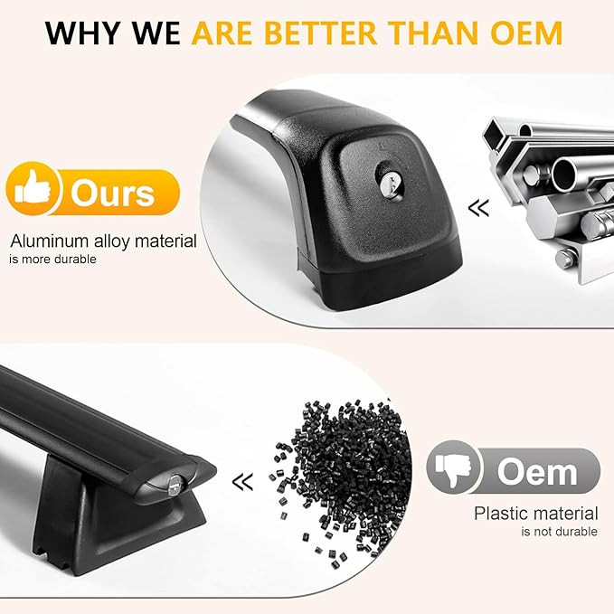 Tuyoung 260lbs Roof Rack Cross Bars Fit for Jeep Grand Cherokee 2011-2021 with Grooved Side Rails, All-Aluminum Lockable Anti-Theft Crossbars Rooftop Cargo Kayak Bike Luggage Racks Carrier Accessories