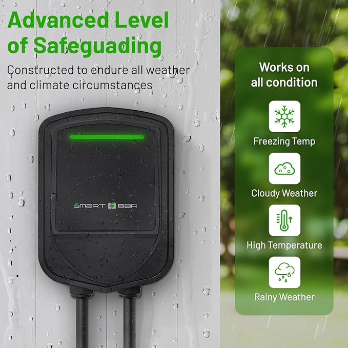 SBB Home Smart Level 2 EV Charger up to 40Amp, 240V Indoor/Outdoor Fast Car Charging Station with App, Wi-Fi Enabled EVSE, NEMA 14-50 Plug Electric Car Charger Compatible with All EV Models