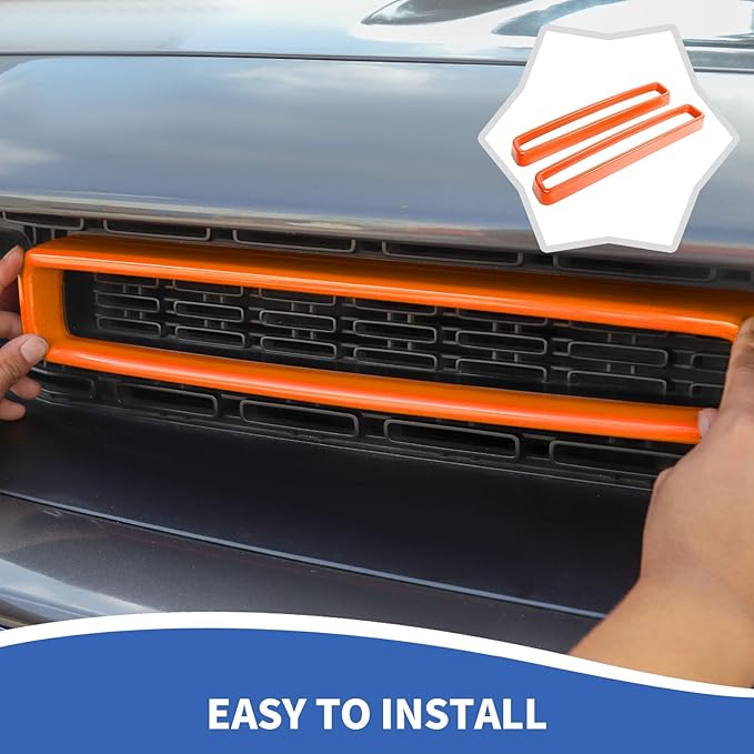 Front Grille Inserts Grill Guard Compatible with 2015-2024 Dodge Challenger Exterior Accessories, Orange