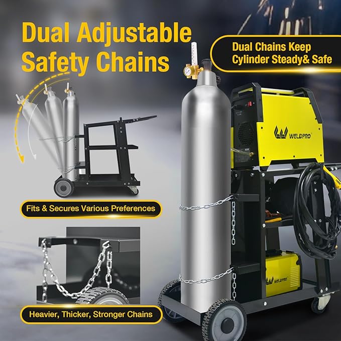 Weldpro Welding Cart for MIG Welder TIG Welder and Plasma Cutter, 3-Tier Heavy Duty welder Cart with 400Lbs Static Weight Capacity, 360° Rolling Welding Trolley with Swivel Wheels