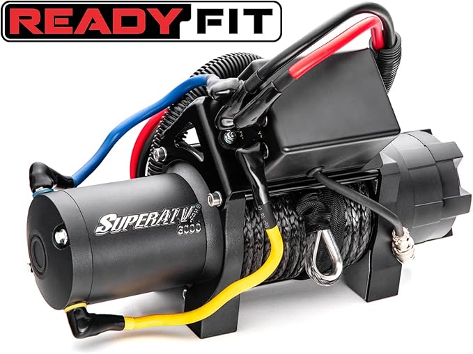 SuperATV Black Ops 6000 LB Winch Compatible with 2020+ Can-Am Defender HD 5 / HD 8 / HD 10 / MAX (See Fitment) | Ready-Fit Winch | SuperATV Winch has 50 Foot Remote Range | Plug-and-Play Installation