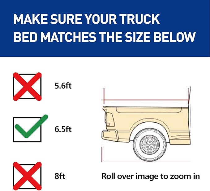 Hard Tri-Fold Truck Bed Tonneau Cover for 2004-2014 Ford F150; 05-08 Lincoln Mark LT 6.5ft / 78" Bed, Waterproof, Secure & No-Drill Installation
