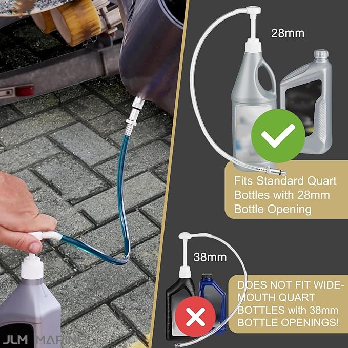 Lower Unit Gear Oil Pump for Standard Quart Bottles Boat Marine Engine Lube Liquid Suction Filling Siphon Manual Hand Tool Transmission Fluid Transfer Extractor