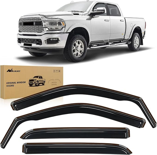 Nilight in-Channel Rain Guards for Dodge Ram 2500 3500 Crew Cab 2019 2020 2021 2022 2023 2024, Vent Window Visors, Original Window Deflectors-4PCS