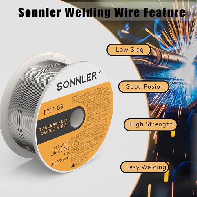 0.035 flux core welding wire, 3 Spools E71T-GS Low Splatter gasless Carbon Steel Mig Welding Wire Compatible With HF Fourney Harbor Welder(3 PACK)