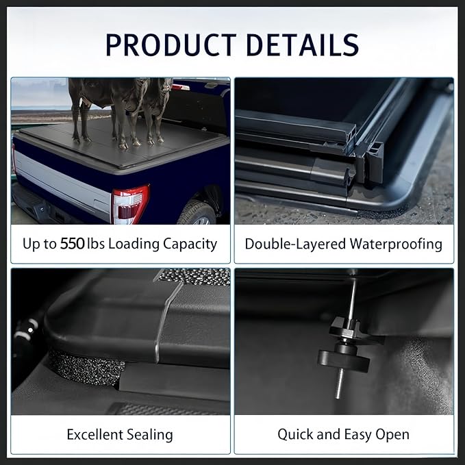 Perfit Liner 6.8 FT Bed Soft Hard Tonneau Cover for 1999-2024 F250 F350 F450 Super Duty Styleside/Fleetside Truck Cargo Topper (Hard Quad-Fold, 6.8 FT, 1999-2025 Super Duty)